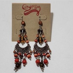 TRESKA beaded dangle long chandelier earrings new!!!